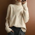 thumbnail image 5 of Gkeoshab Sweatshirt Women's High Neck Knit Pullover Sweater - Oversized Soft Long Sleeve Top for Cozy Winter Fashion and Layering Beige XL, 5 of 6