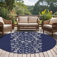 thumbnail image 4 of Round Rug 5Ft Washable Non-Slip, Japanese Circle Area Rugs for Living Room Bedroom, Navy Blue Country Flowers Leaves Aesthetic Indoor Floor Mats Carpet Runner for Home Decor Aesthetic, 4 of 8