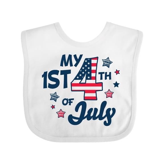Inktastic My 1st 4th of July with Striped Stars Boys or Girls Baby Bib