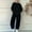 Black, variant on Womens Plus Size Track Suit Oversized Crewneck Sweatshirt and Jogging Sweatpants Sweatsuits 2 Piece Set with Pockets ,Black L