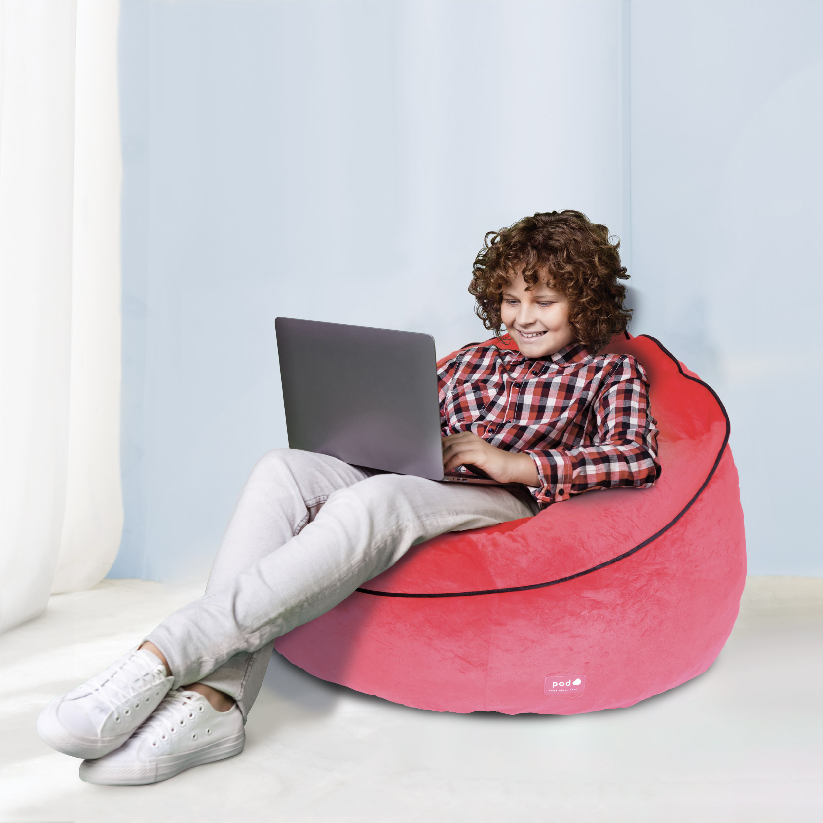 Marvel Spiderman Compressed Foam Beanbag Chair for Kids, Red photo 2
