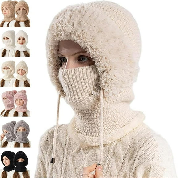 3 in 1 Beanie Hat with Scarf and Mask,Windproof Fleece Lined,Keep Warm and Protect Against The Cold,for Outdoor Skiing Hiking