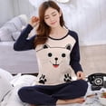 thumbnail image 4 of Conjunto de pijamas finos de 2 piezas para mujer, 2022 algodón, cuello redondo, conjuntos de pijamas para niñas, taza de té, gato, ropa de dormir completa, Tops para dormir sin ropa, 4 of 4