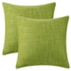 thumbnail image 2 of Funda de cojín decorativa de lino tejido de granja, juego de 2 fundas cuadradas rústicas para sofá en casa, verde 16" x 16", 2 of 6