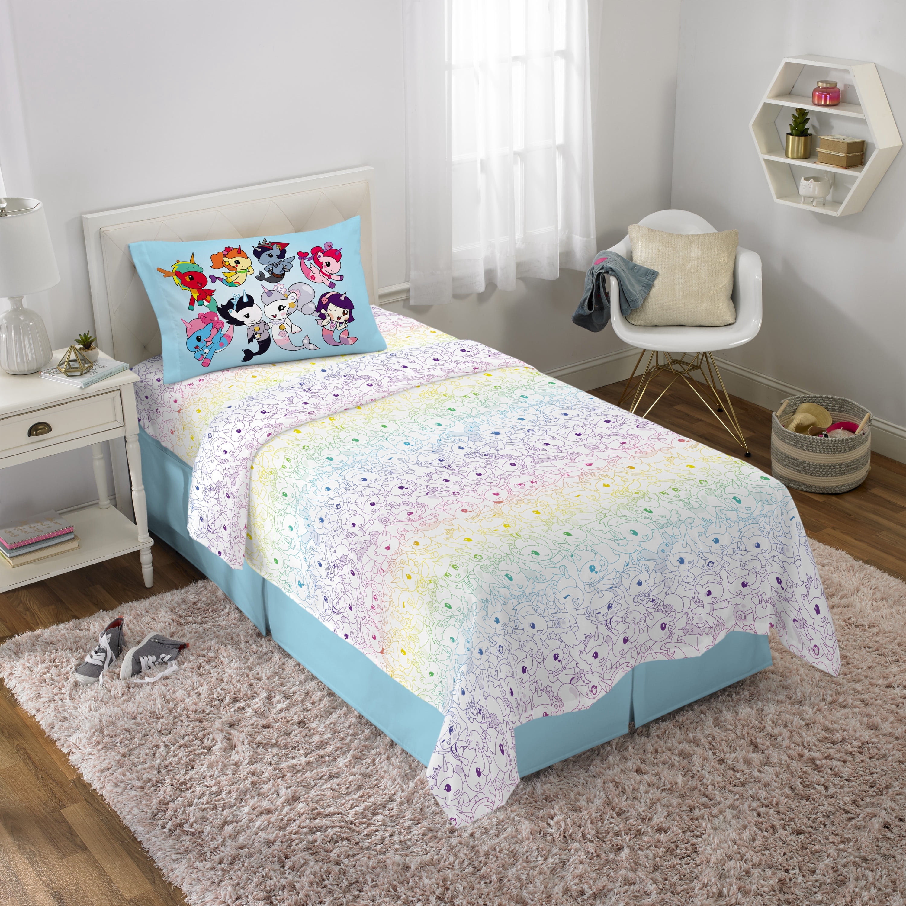 Mermicorno Starfall Kids 3 Piece Rainbow Ombre Sheet Set, Twin