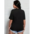 thumbnail image 3 of Camiseta con estampado vibrante "I Match Energy" en talla grande. Camisetas de talla grande. Cuello redondo informal, manga corta, corte holgado, cómoda y transpirable. Ropa de moda femenina para uso, 3 of 5