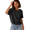 Black, variant on Womens Summer Short Sleeve Knit Crochet Top Loose Fashion Crew Neck Pullover Sweater