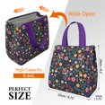 thumbnail image 3 of Pioneer Flower Floral Print Pattern Insulated Lunch Bag for Women & Adults,Large Portable Soft Cooler Lunch Bag,Thermal Food Storage Tote with Pearl Cotton,8.66L,8.75x5.75x9.5 Inch, 3 of 6