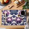 thumbnail image 2 of Spring Flowers Placemats Set of 12, Rustic Oil Painting Purple Pink Floral Black Leaf Linen Texture Non-Slip Place Mats Washable Table Mats for Kitchen Dining Table Decorations Indoor/Outdoor, 2 of 9