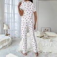 thumbnail image 4 of Glisme Pajamas For Women Set Short Sleeve Pyjama Floral Print Notch Collar Top And Pants Comfortable Sleepwear Loungewear Two Piece Outfit Cozy Watermelon Red Home Clothes, 4 of 9