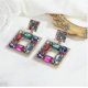 thumbnail image 2 of Rhinestone Sparkle Square Dangle Earrings For Women Crystal Geometric Drop Trendy Statement Earrings------Product code 76318, 2 of 5