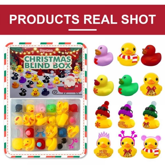 Advent Calendar 2022 - 24 Rubber Ducks for Boys, Girls, Kids, and Toddlers Rubber Ducky Bath Toy Creative Christmas Gifts Perfect for Decoration, Party Favors, Birthday