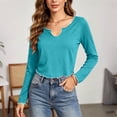 thumbnail image 2 of Zpanxa Women Long Sleeve Tops Scalloped V Neck Slim Fit Casual Solid Color Tee for Daily Wear, 2 of 7