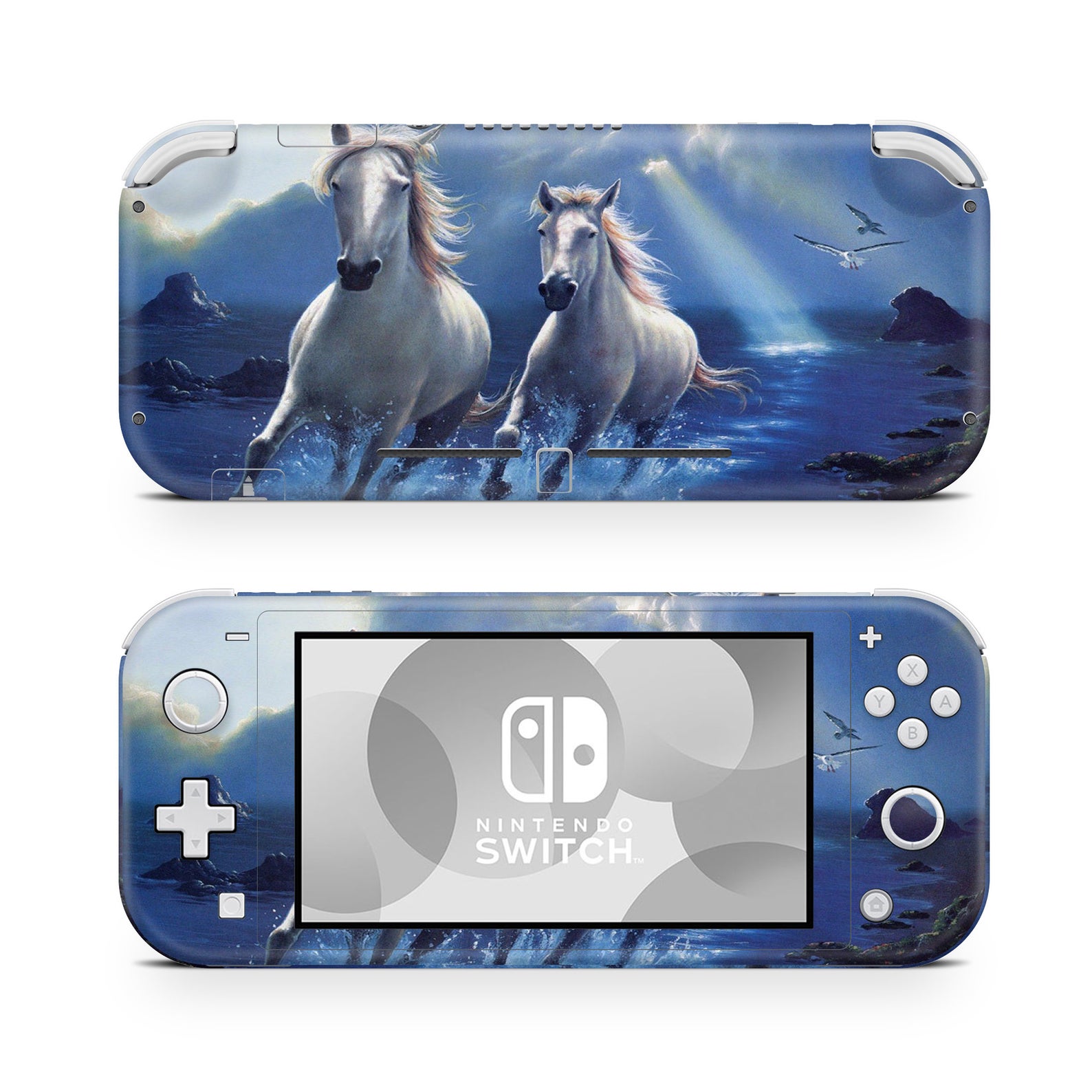 Switch Lite Case For Boys ZOOMHITSKINS Switch Lite Accessories, Compatible For Switch Lite Skin, Aqua Blue Marble Gold White Agate Quartz Granit Planet, 3M Vinyl Identify Switch Cover