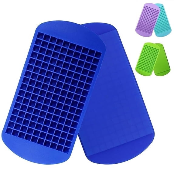 Mini Ice Cube Trays 1 Pack, 160 Small Ice Cube Molds Easy Release Ice Cube for Chilling Whiskey Cocktail, BPA Free Flexible Stackable and Durable Soft Mold Storage Containers