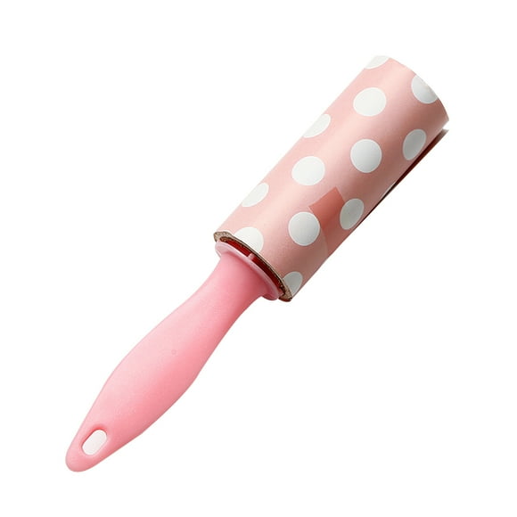 Portable Sticky Lint Roller for Clothing Cloth Cleaning Hair Dust Brush Remover(Pink Handle )