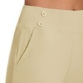 thumbnail image 4 of Breezora Women's Stretchy High Waist Yoga Pants Set Summer Lightweight Workout Capris with Comfortable Waistband L Size Beige, 4 of 7