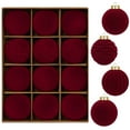 thumbnail image 1 of Adornos Navideños Flocados de 6 Cm, 12 Bolas de Terciopelo Oscuro con Cuerda para Colgar | Decoraciones Navideñas de Plástico Duradero | Decoración Navideña Multiusos para Árboles, Puertas, Paredes y, 1 of 6