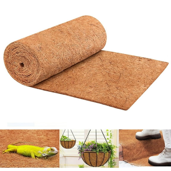 Coconut Liners for Planters,Bexikou 7.87 x 118 inch Natural Coconut Liners for Planters,Coco Coir Liner Mat for Hanging Basket Animal Pet Pad Reptile Carpet Garden Decoration