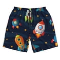 thumbnail image 4 of Bixox Men's Spaceships and Stars printing Casual Classic Fit Short Summer Beach Shorts, 4 of 6