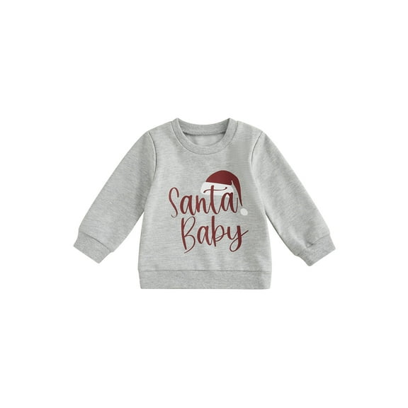 Bagilaanoe Toddler Baby Girl Boy Christmas Sweatshirt Long Sleeve Santa Hat Letter Print Pullover 6M 12M 18M 24M 3T Kids Fall Tee Tops