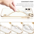 thumbnail image 3 of for iPhone 12 Case, Cute Heart Design Wristband Lanyard Cross Body Strap Electroplated Camera Protection Shockproof Protective Case Women Girls for iPhone 12 6.1"-White, 3 of 16