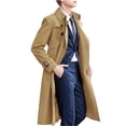 thumbnail image 4 of Mens Trench Coat Double Breasted Long Jacket Casual Windbreaker Notched Lapel Belted Overcoat Khaki XXL(XXL), 4 of 4