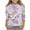 Purple, variant on 3/4 Length Sleeve Tops for Teen Girls Crewneck Trendy Colorful Floral Printed Summer Tops Kids Lightweight Cozy Blouse