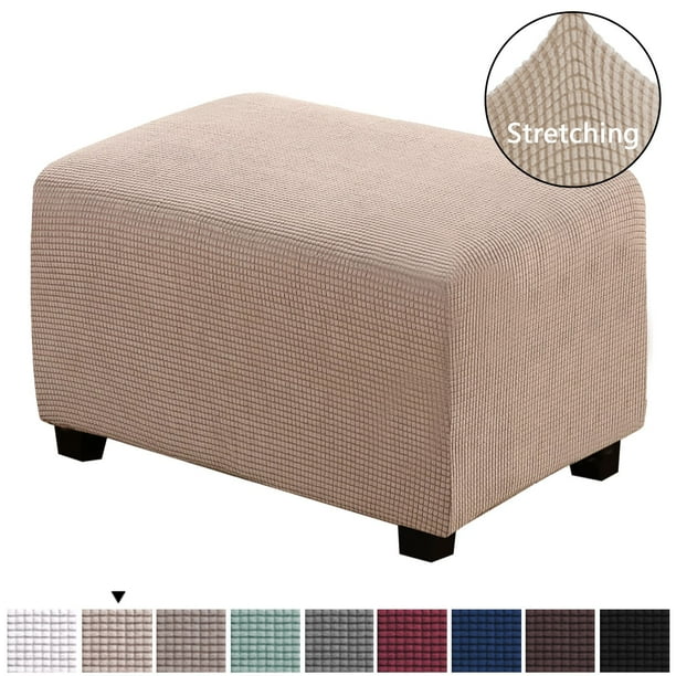 Ottoman Slipcover Stretch Rectangle Storage Stool Ottoman Cover for