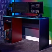 X Rocker Carbon-Tek Gaming Desk with LED, Gray/Red