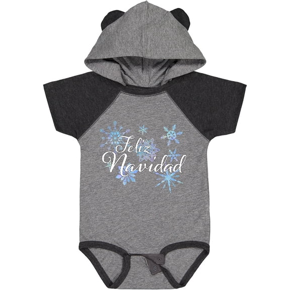 Inktastic Feliz Navidad White Writing with Snowflakes Boys or Girls Baby Bodysuit