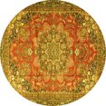 thumbnail image 1 of Ahgly Company Machine Washable Indoor Round Medallion Yellow Traditional Area Rugs, 4' Round, 1 of 4