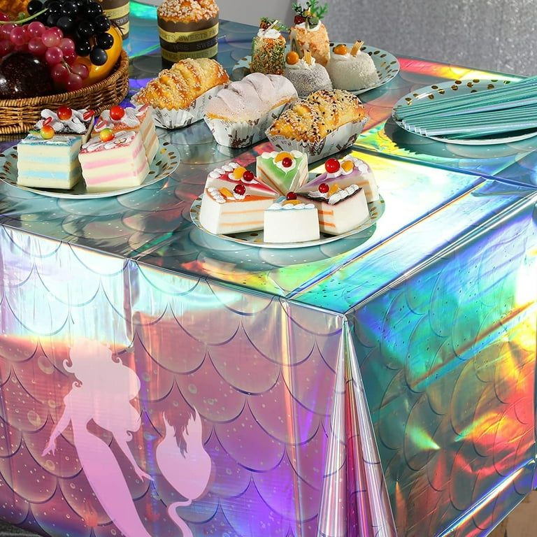 LINASHI Mermaid Themed Party Supplies 3pcs Plastic Mermaid Themed