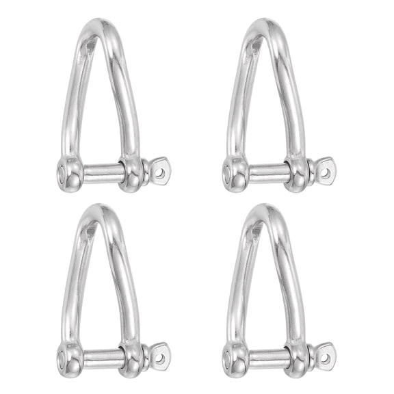 Uxcell 316 Stainless Steel Twist Shackle 1/4" 6mm, 385 lbs Load Twisted Clevis with Screw Pin 4 Pcs