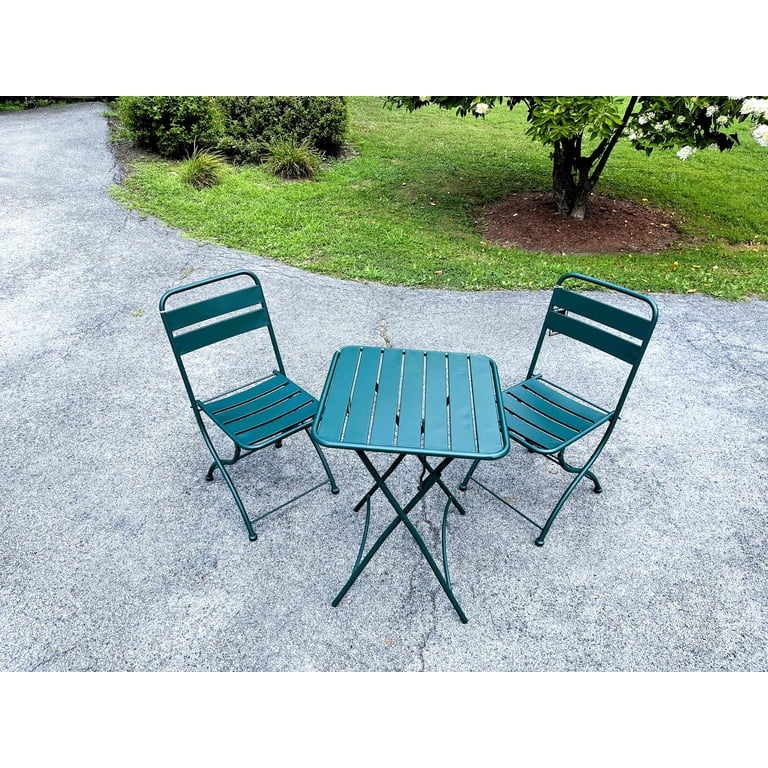 Nicole Miller Foldable Metal Bistro Set – 3 PC Contemporary