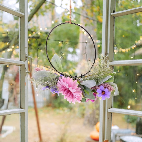 OULII Multi Color Polyester Artificial Flower Wreath for Home Decor