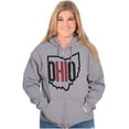 thumbnail image 4 of Ohio Pride OH Shaped Outline State Unisex Fleece Graphic Zip Up Hoodie Brisco Brands 2X, 4 of 5