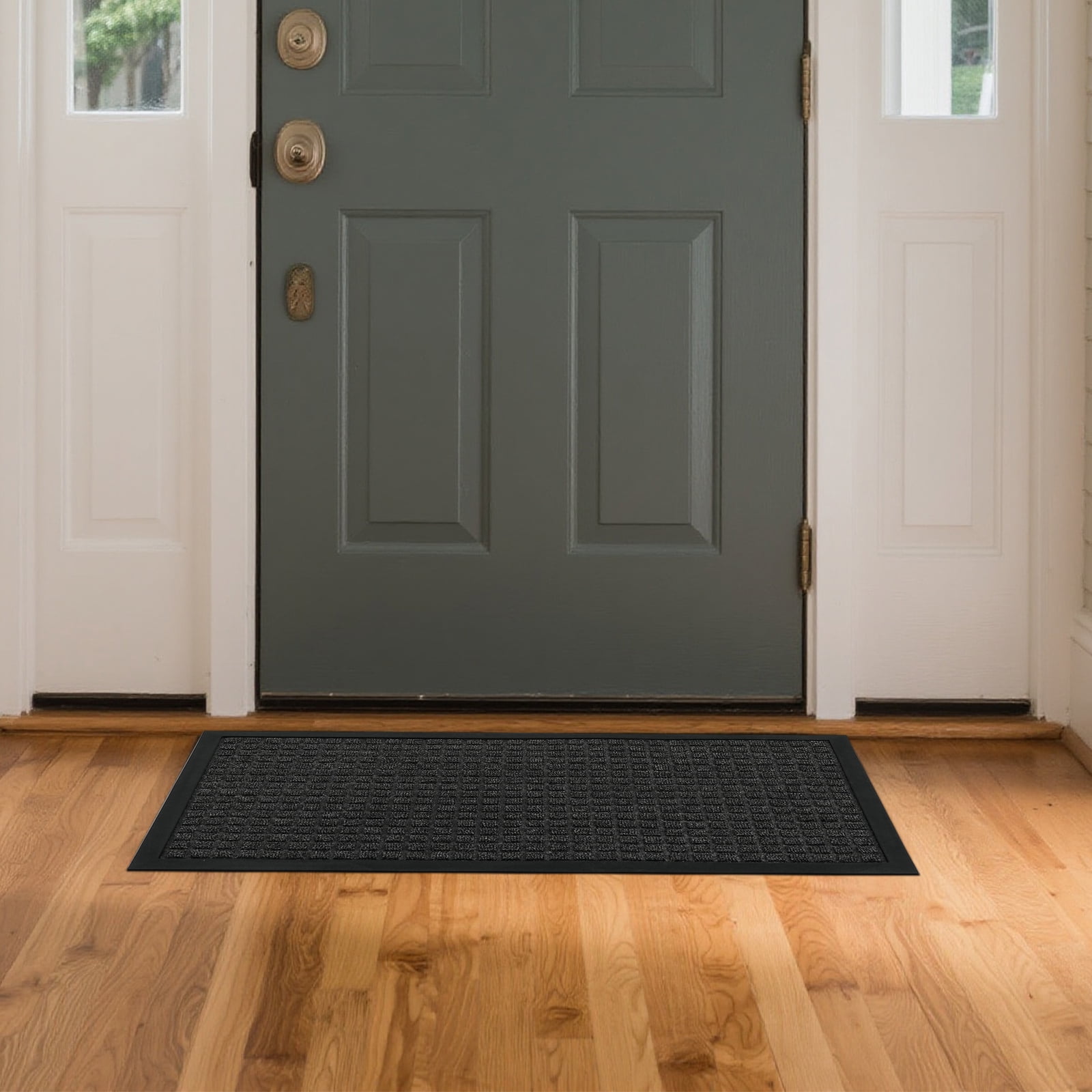 Kitchen Bath Mat, Small Grid Pattern Floor Mat with Composite Rubber Backing, Waterproof Non-Slip Door Mat for Kitchen Bathroom Laundry Room Entryway