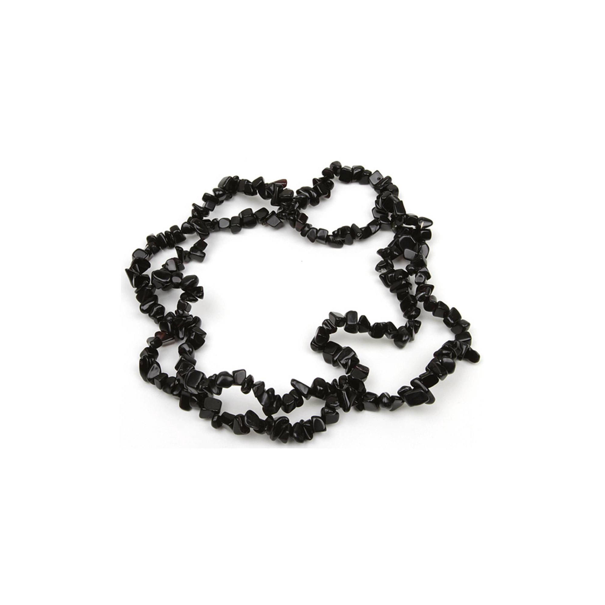 Gem Stone King 314.00 Carat Black Simulated Onyx Chip Necklace 32 inch