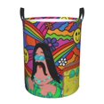 thumbnail image 1 of Cesta de lavandería redonda plegable impermeable con diseño de Bob Esponja hippie, organizador de juguetes y ropa, cesta de regalo para habitación mediana, 1 of 7