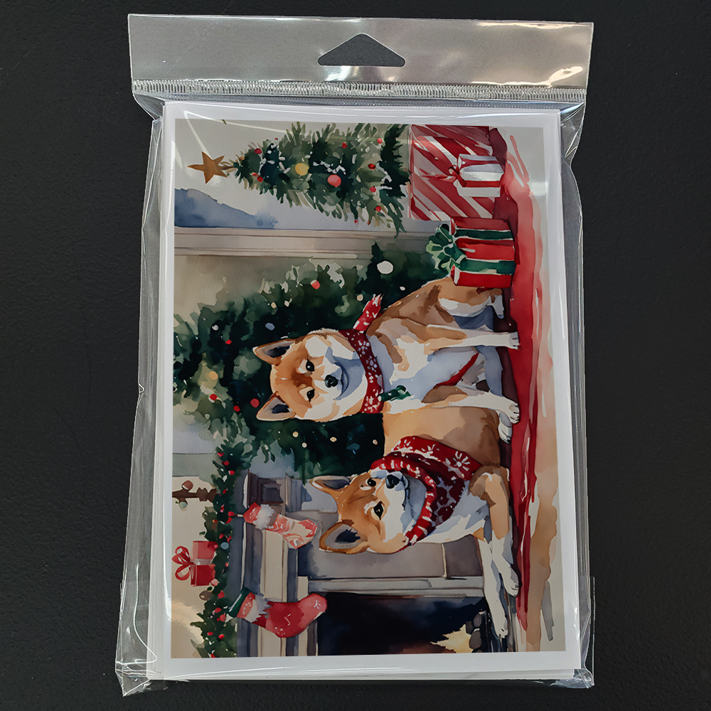 Shiba Inu Cozy Christmas Greeting Cards Pack of 8 7 in x 5 in