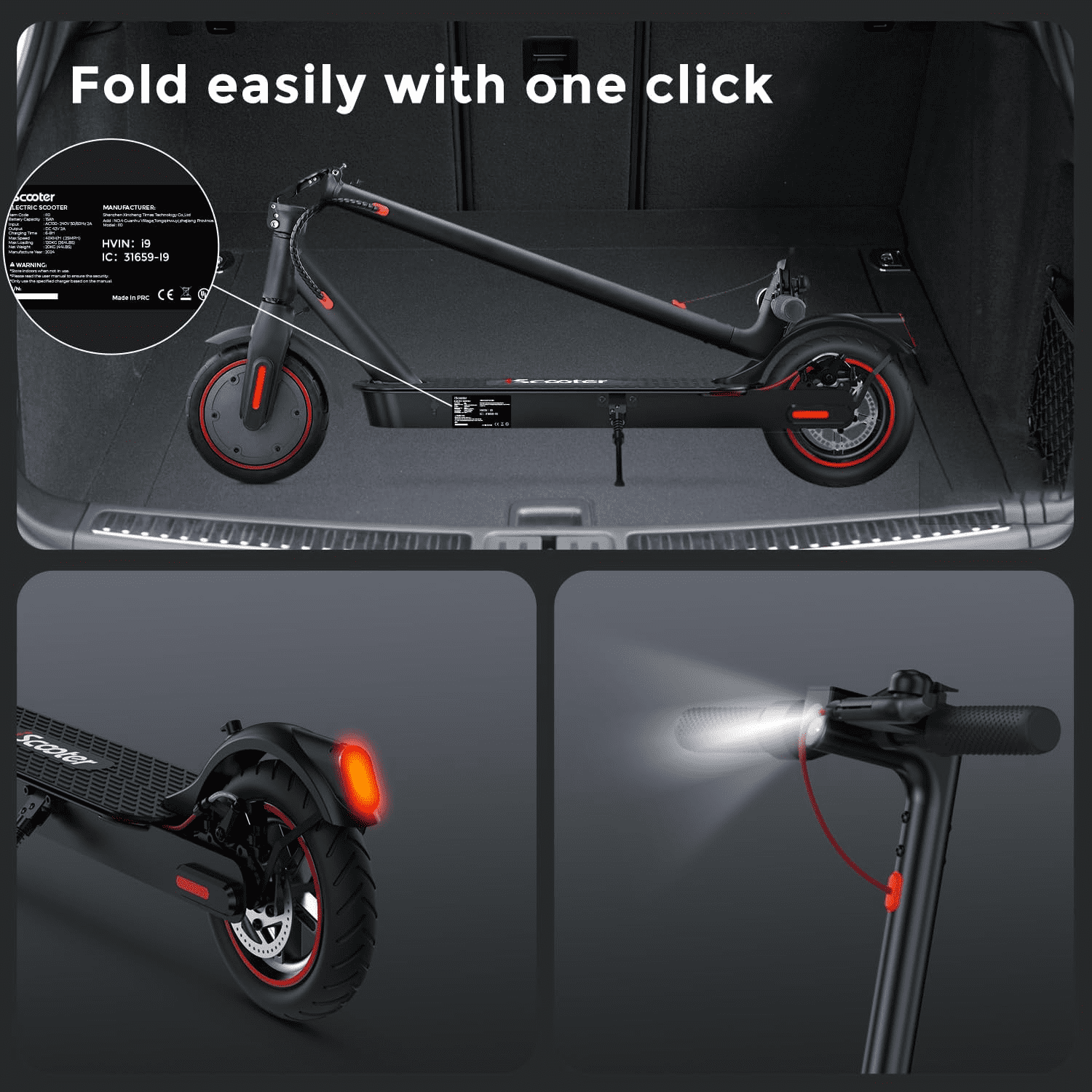 iScooter Electric Scooter, 18Miles Travel Range, 15.6 Mph Top Speed, 350W Scooter Electric with 8.5 Inch Solid Tire, Smart APP, Double Braking Systems for Kids, Teenage and Adults - Black