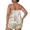 thumbnail image 4 of Xysaqa Women Plus Size Pajamas Set Satin Cami and Shorts Set Sexy Nightwear 2 Piece Floral Sleepwear Lounge Sets 3X 4X 5X White Xxxl, 4 of 8