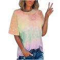 thumbnail image 2 of QUNYINEY Crew Neck Spring Tops for Women Pullover Gradient Casual Short Sleeve Tops Loose Spring Tops for Women, 2 of 6