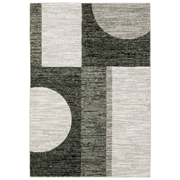 Oriental Weavers Strada Area Rug - STR06 - 6'7" x 9'6" - in Charcoal/ Gray - Modern Style, Stain Resistant, Family and Pet Friendly , Dining, Living Room Rug