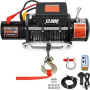 KFFKFF 13000LBS Electric Winch 12V Synthetic Rope Off-road ATV UTV Truck Towing Trailer