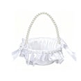 thumbnail image 5 of Satin Wedding Flower Girl Basket, Extra Tall | Elegant Pearl Handle with Bow Decoration, Ivory Color, Perfect for Wedding Ceremony, Proposals, Bridal Showers, 5 of 7