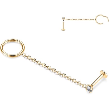 16G Cartilage Earring Cartilage Helix Tragus Piercing Jewelry Conch Helix Tragus Earring 316L Surgical Steel Helix Earring Stud Double Chian Stud Cartialge Barbell Tassel Threader Chain[o866]