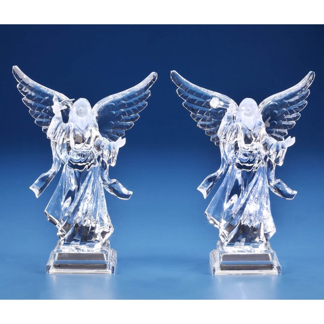 Set of 4 Clear Glossy Finish Roman Angel Tabletop Figurines 9.25"