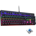 thumbnail image 1 of Teclado para juegos Teclado flotante con cable Teclado ergonómico resistente al agua con sensación mecánica, Teclado retroiluminado con LED arcoíris ultradelgado para escritorio, computadora, PC Xemadio 2033344-1, 1 of 9